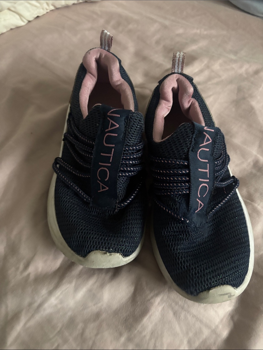 Nautica Navy Mesh Sneakers with Pink Accents
